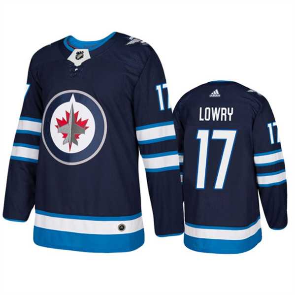 Mens Winnipeg Jets #17 Adam Lowry Navy Stitched Jersey Dzhi